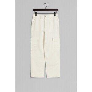 Forever 21 Women’s Ivory Canvas Cargo Pants XS – High Rise Utility Pocket
